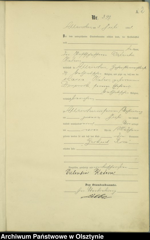 image.from.unit.number "Geburts-Haupt-Register Tom II,Nr 397 - 767"