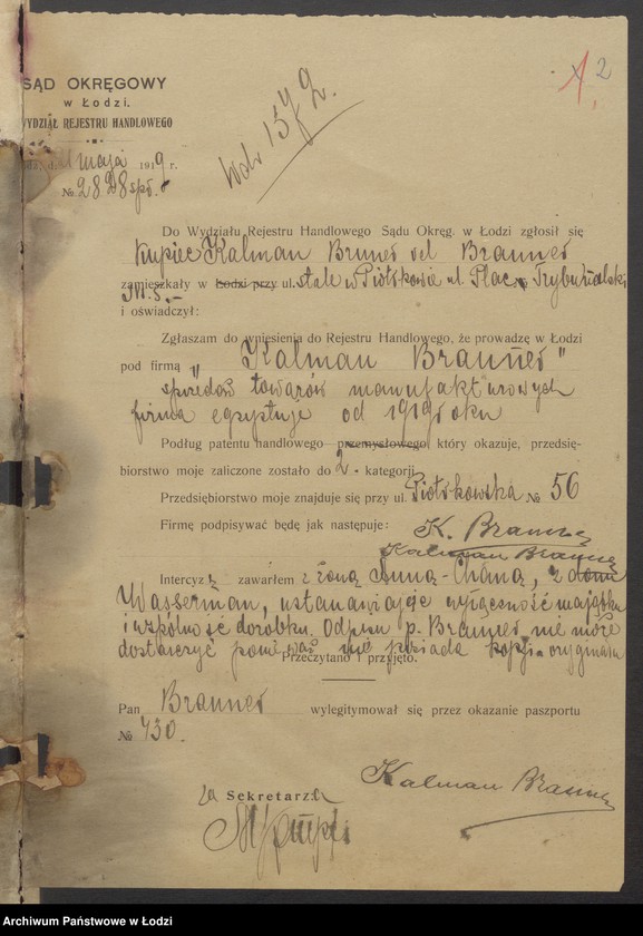 Obraz 4 z jednostki "Kalman Brauner - sprzedaż towarów manufakturowych"