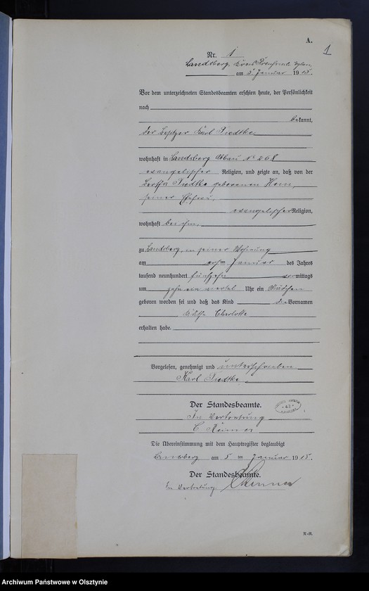 image.from.unit.number "Geburts-Neben-Register Nr 1 - 45 [ Księga urodzeń - wtóropis ]"