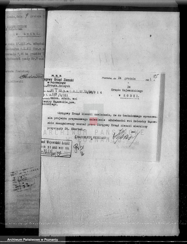 Obraz 20 z jednostki "Sprawa przymusowej likwidacji służebności osady nr 7 Holendry Wąsowskie w lasach majątku Wąsosze /powiat koniński/ oraz nieprawnego wyrębu"