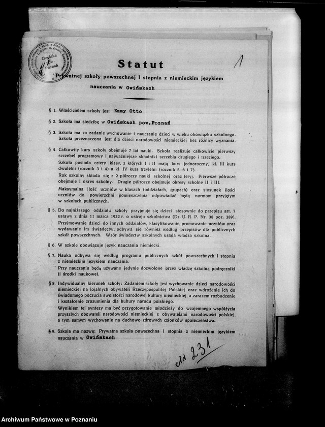 Obraz 5 z jednostki "Prywatna Szkoła Powszechna z niemieckim językiem nauczania Owińska powiat Poznański"