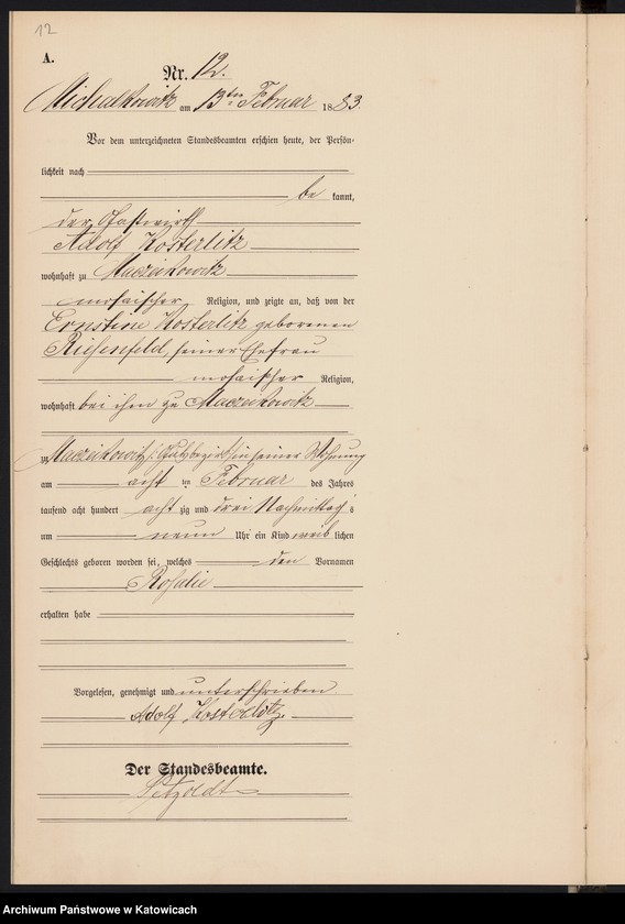 Obraz 15 z jednostki "[Księga urodzeń za rok 1883, nr 1-96]"
