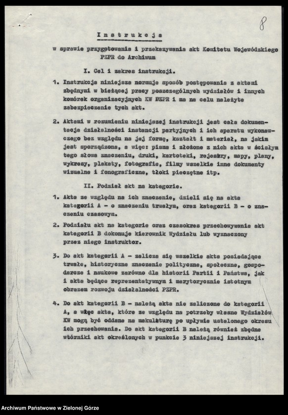 Obraz 10 z jednostki "Archiwum KW - protokóły zdawczo-odbiorcze przekazywanych i wypożyczonych materiałów archiwalnych, sztandarów partyjnych i różnych pamiątek działaczy"