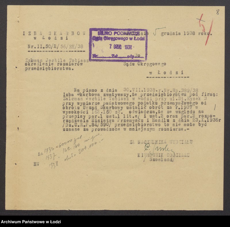 Obraz 10 z jednostki "Jechiel Tobiasz Zalcman – sprzedaż skór"