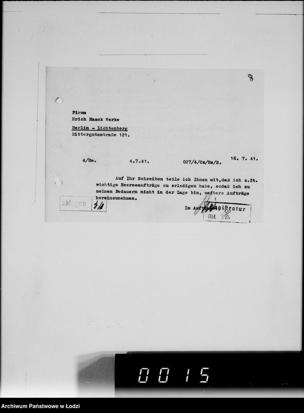 Obraz 13 z jednostki "[Korespondencja z urzędami, firmami i instytucjami] Lit.Ha-Hem."