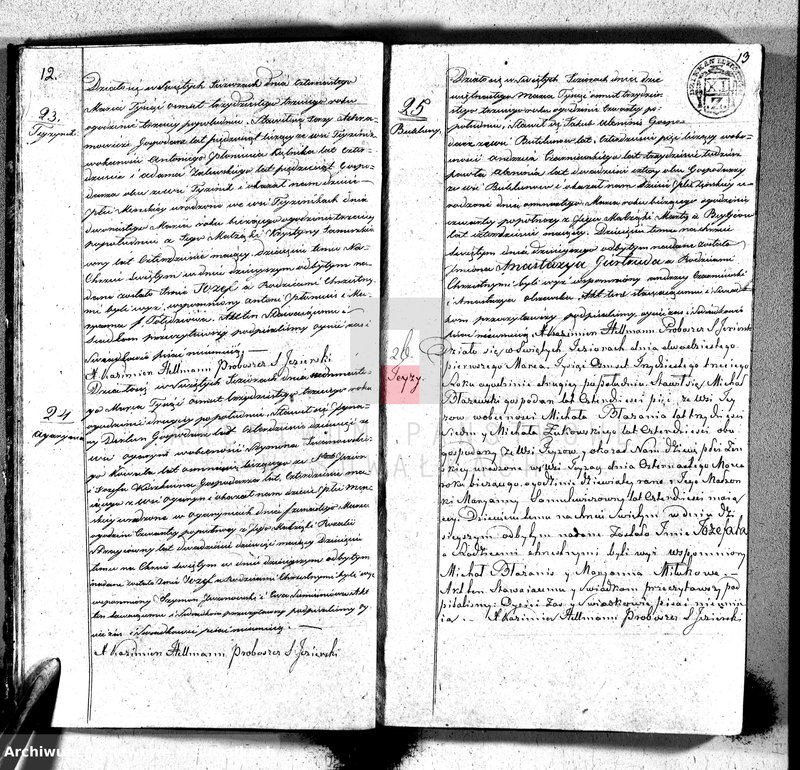 Obraz 9 z jednostki "Duplikat parafij święto jeziorskiey urodzonych, zaślubionychz y zmarłych z roku 1833"