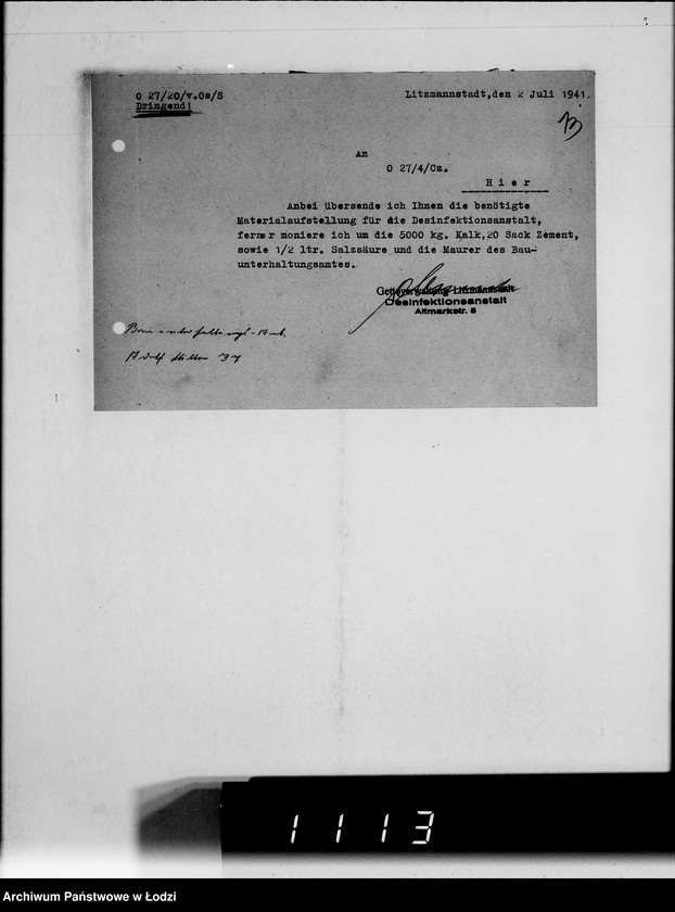 Obraz 19 z jednostki "Verschiedene. [Korespondencja w sprawie zaopatrzenia w artykuły techniczne]"