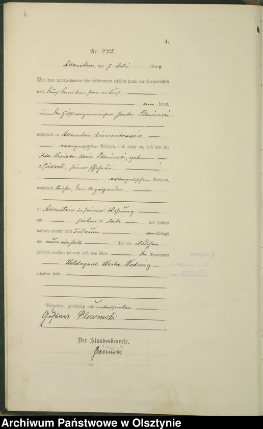 image.from.unit.number "Geburts-Haupt-Register Tom I I, Nr 440-883"