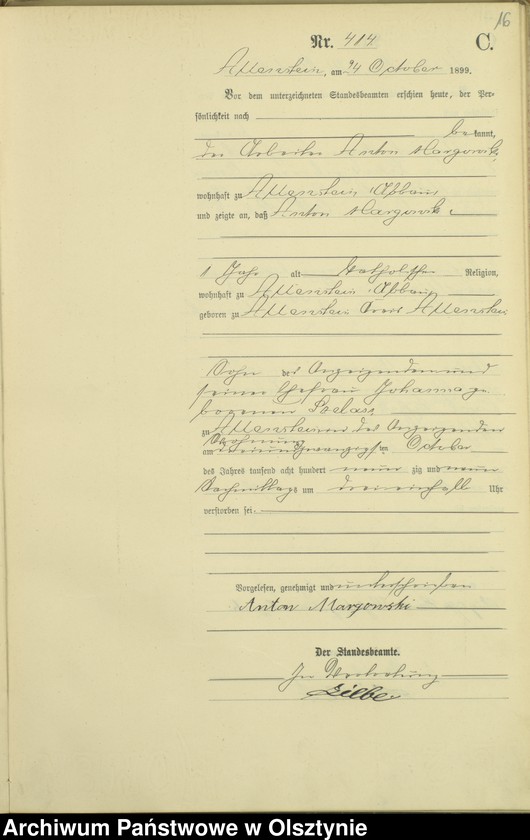 image.from.unit.number "Sterbe-Haupt-Register Tom II,Nr 400 - 529"