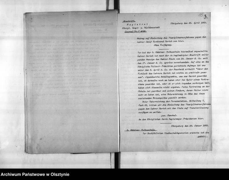 image.from.unit.number "Disciplinarverfahren wieder den Lehrer Herich [Adolf Ferdinand]"
