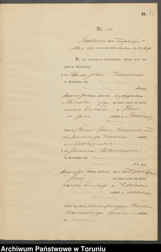 image.from.unit.number "Heiraths-Neben-Register Stadt Strasburg [Brodnica-Miasto] für das Jahr 1876"