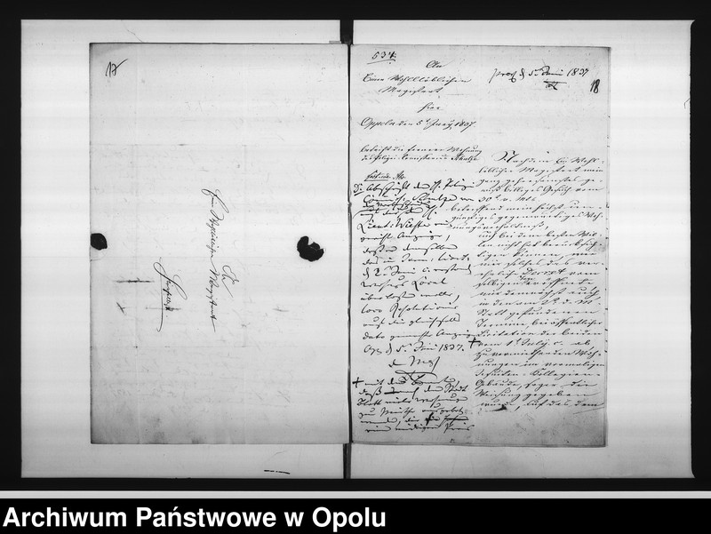 Obraz 17 z jednostki "Acta des Magistrats zu Oppeln betreffend: die Vermiethung zweier Wohnungs - Locale in dem zur Kranken Anstalt acquirirten ehemaligen Jesuiten-Collegien-Gebäude hieselbst Vol. I de Anno 1837"