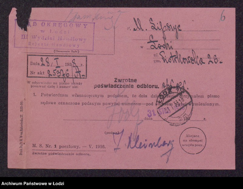 Obraz 8 z jednostki "Mordka Hersz Lipszyc- fabryka wyrobów włókienniczych"