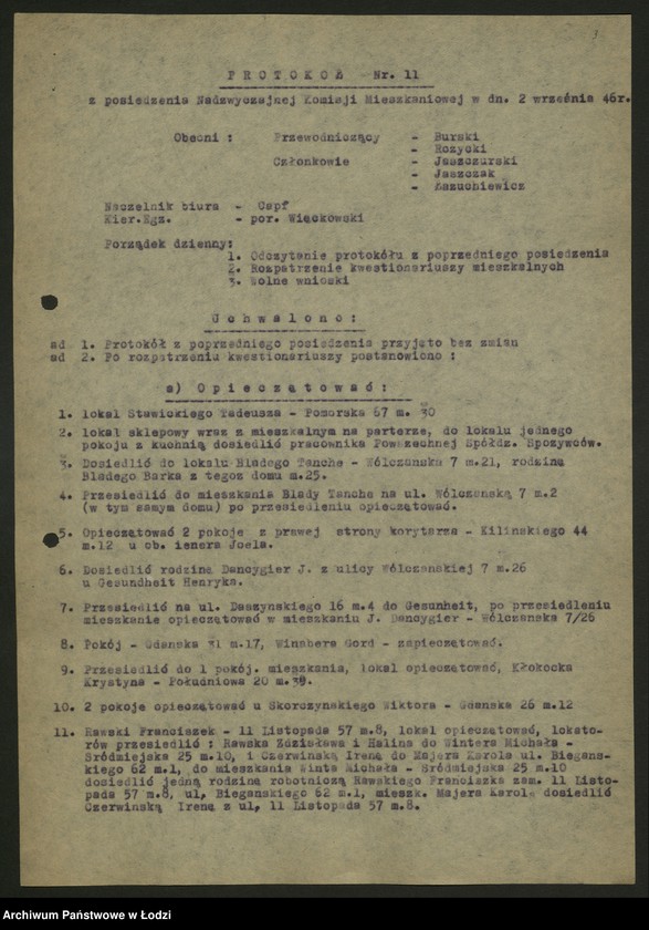 Obraz z jednostki "Protokoły z posiedzeń Nadzwyczajnej Komisji Mieszkaniowej, wnioski mieszkaniowe"