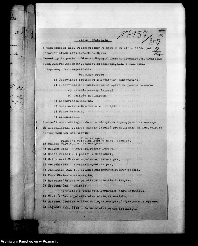 Obraz 17 z jednostki "Państwowe Seminarium Nauczycielskie miasto Koźmin"