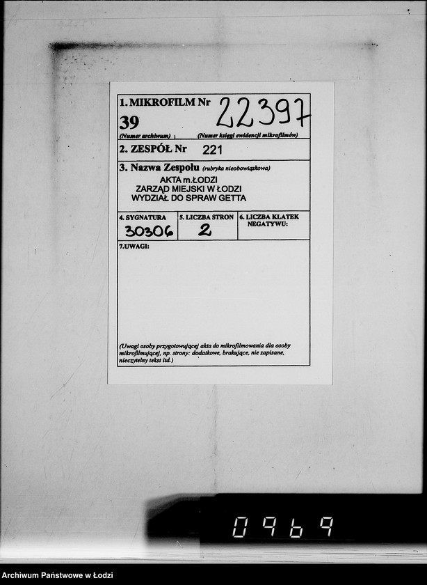 Obraz 2 z jednostki "Warenverwertung an Lager 39. [Dostawy do Getta]"