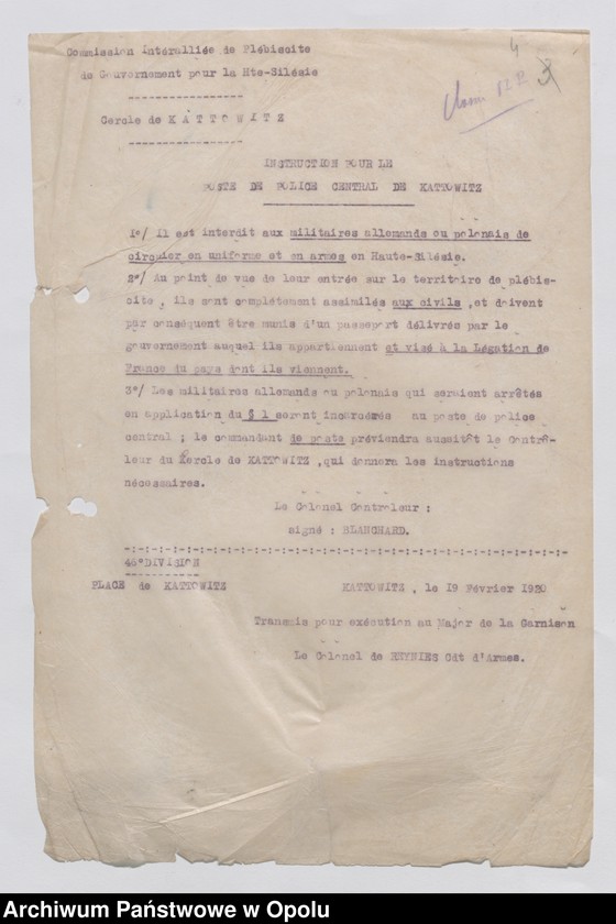 Obraz 6 z jednostki "/Korespondencja i sprawozdania, instrukcje w sprawach zapewnienia bezpieczeństwa i porządku publicznego, zakazy kolportażu prasy niemieckiej/ 4.02.1920 - 23.04.1922"