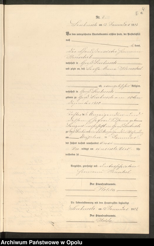 image.from.unit.number "Sterbe-Neben-Register Standes-Amt Leubusch 1902"