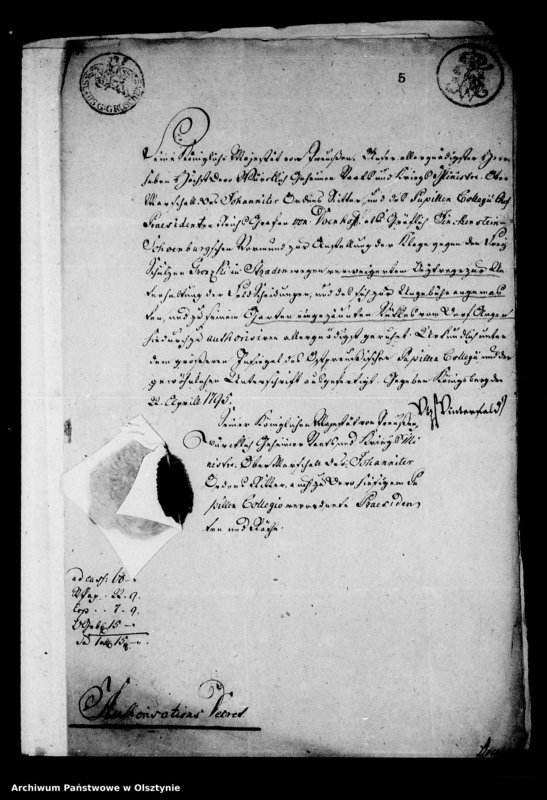 image.from.unit.number "Grf. von Dönhoff als Vormund derer von Finckenstein contra den Schulzen Gronzki in Stradem wegen nicht erfüllter Verflichtungen und Übertretungen"