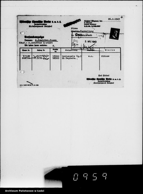 Obraz 8 z jednostki "Lebensmitteleinkauf. Aufträge, [Lieferscheinen und Rechnungen] 18371-18420. [Dostawa artykułów pierwszej potrzeby do Getta]"