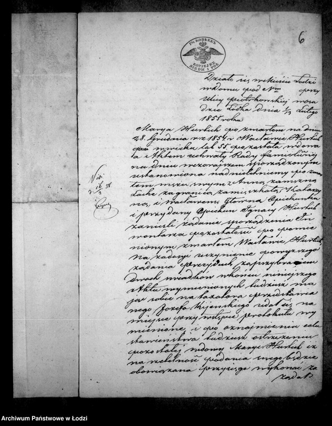 Obraz 10 z jednostki "Akta tyczące się ustanowienia opieki nad nieletnimi i sporządzenia spisu inwentarza pozostałości po zmarłym Wacławie Hurtich"