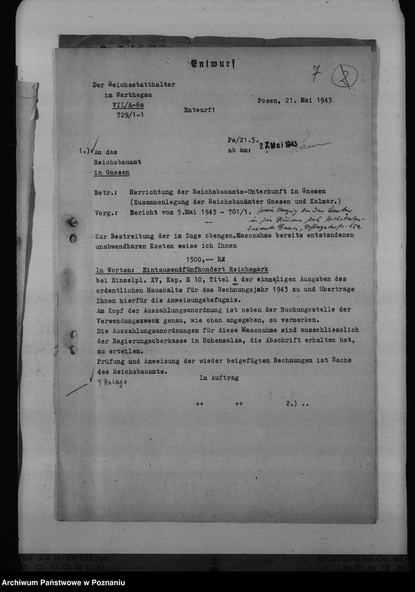 Obraz 11 z jednostki "Unterkunft der Aussenstelle des Reichsbauamtes Leslau in Hermannsbad"