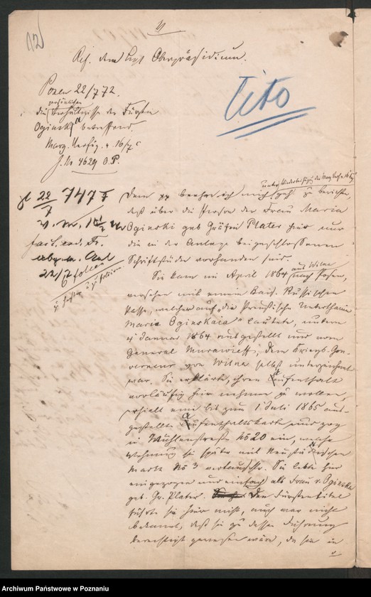 Obraz 15 z jednostki "A. betr. Viktor von Oginski und seine Gemahlin Maria geboren Gräfin Plater"