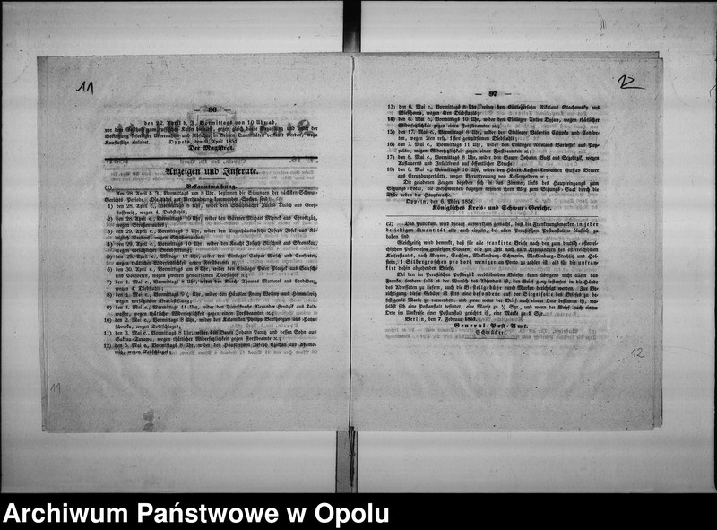 Obraz 11 z jednostki "Acta des Magistrats zu Oppeln betreffend: die Vermiethung der, der Stadtkommune gehörigen Wohnung nebst Stallung an dem Bauden Magazingebäude de Anno 1851"