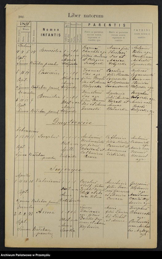 image.from.unit.number "Extractus e libris metricalibus natorum et baptisatorum copulatorum a mortuorum Diocesis Premisliensis decanatus Pruchnicensis parochiae Kosienicensis ex Anno Domini 1896"