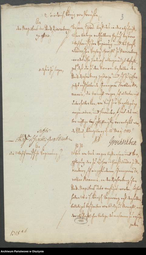 image.from.unit.number "In S. [Sachen] der zu Lißau sich jetz aufhaltenden Schwangern Dorothea Homannin wegen ihrer Verpflegung aus der Riesenburgschen Armen-Caße"
