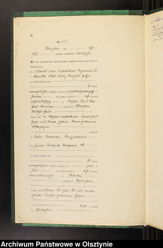 image.from.unit.number "Heirats-Haupt-Register Tom II, Nr 243-345"