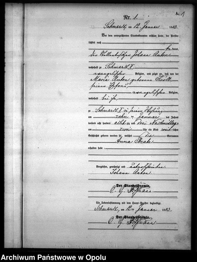 image.from.unit "Geburts-Neben-Register Standesamts Schmardt pro 1883"