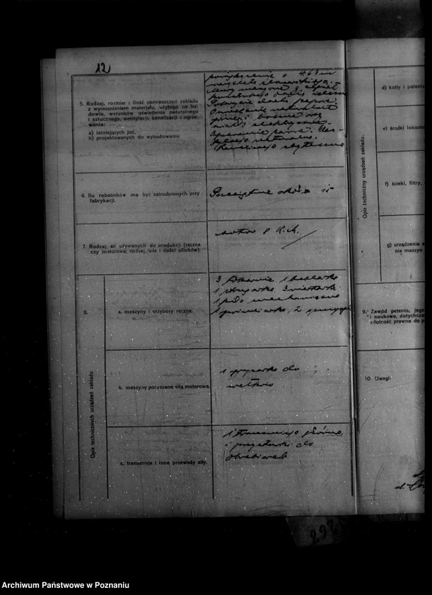 Obraz 16 z jednostki "Zatwierdzenie zakładu przemysłowego /warsztatu ślusarskiego/ firmy cukrownia szamotulska Spółka z o. o. Szamotuły"