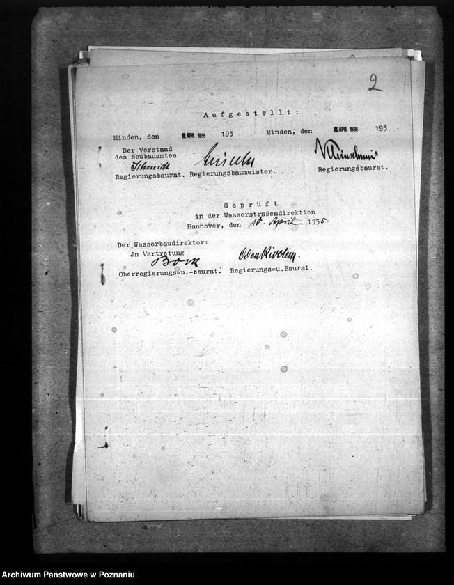 Obraz 6 z jednostki "Wasserstrassendirektion Hannover. Neubauamt für die Kanalisierung der Mitteweser Minden i. W. Staustufe Petershagen. Ausbauverfahren"