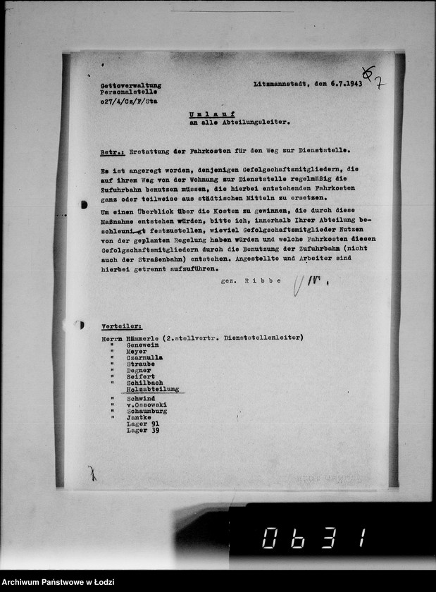 Obraz 12 z jednostki "Anordnungen und Umläufe an alle Abteilungsleiten Getto-Verwaltung"