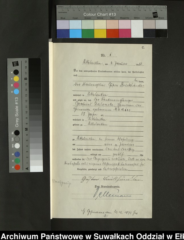 Obraz 3 z jednostki "Sterbe=Haupt=Register des Königlichen Preussischen Standes-Amtes Nikolaiken Kreis Sensburg"