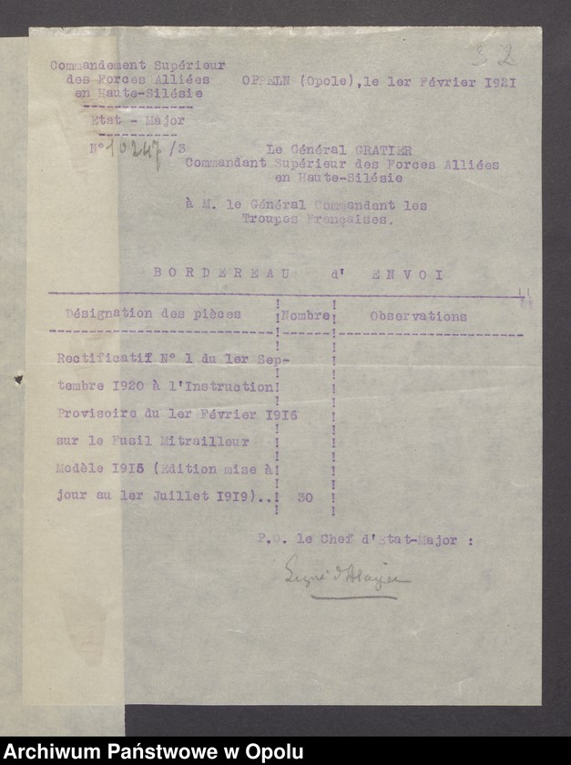 image.from.unit.number "Sorties /Korespondencja własna wychodząca, pisma, zarządzenia, potwierdzenia telefoniczne/ 1.02.-13.04.1921"