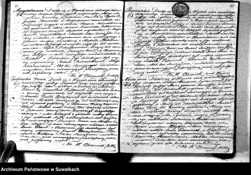 image.from.unit.number "Duplikat akt urodzonych, zaślubionych i zmarłych parafii wigierskiey z roku 1855"