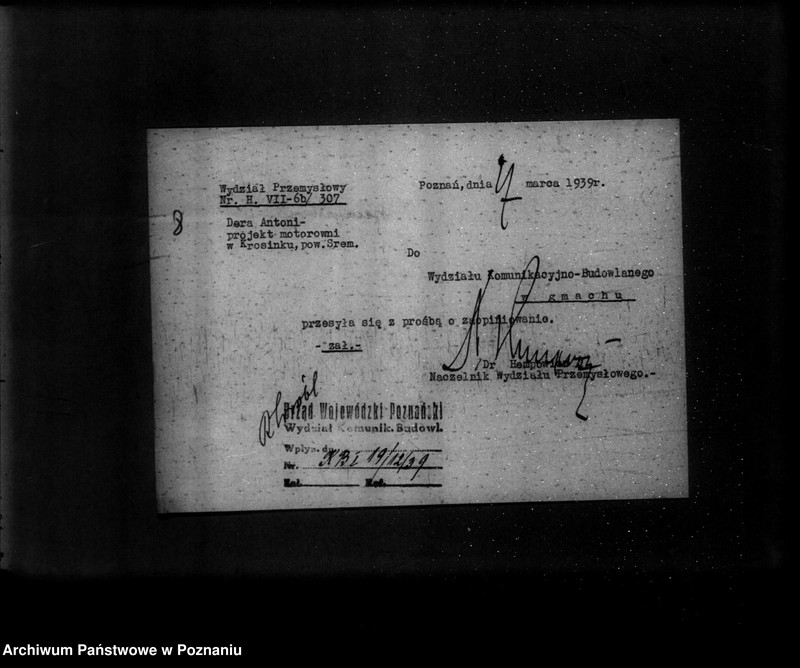 Obraz 12 z jednostki "Zatwierdzenie projektu zakładu przemysłowego /młyna motorowego/ A. Dary w Krosinku powiat śremski"