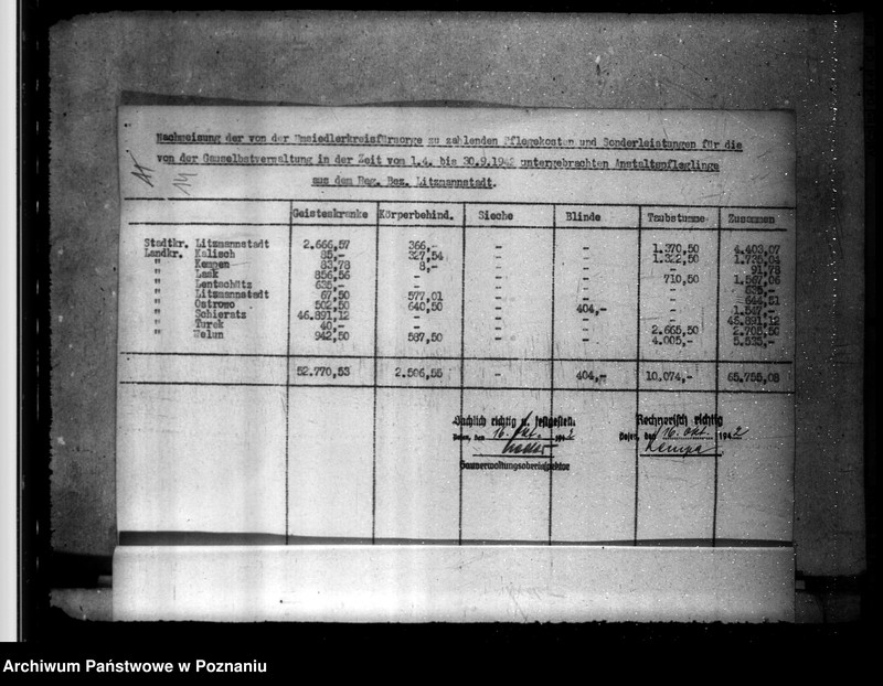 Obraz 18 z jednostki "Pflegekosten und Sonderleistungen für in den Gauheilanstalten untergebrachte Geisteskranke usw.aus der Umsiedlerkreisfürsorge"