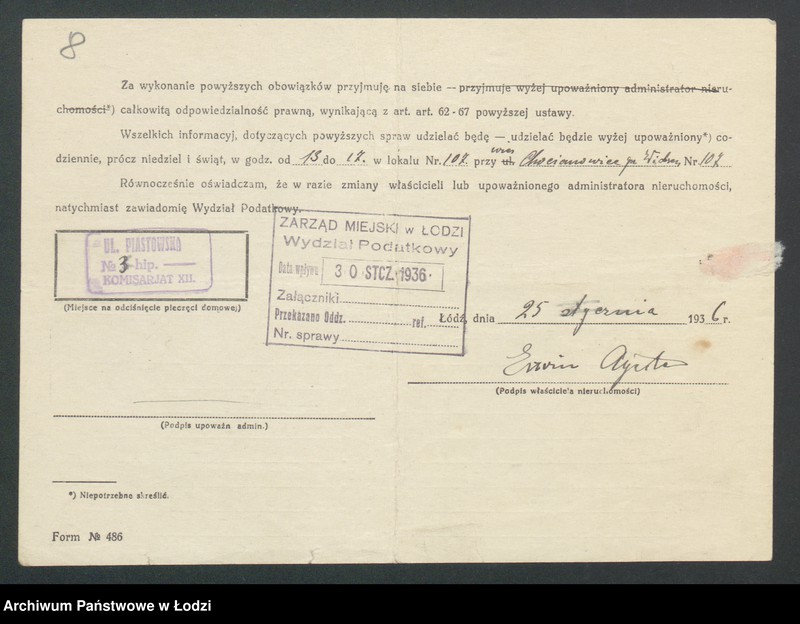 image.from.unit.number "Księga inwentarzowa nieruchomości m. Łodzi ul. Piasta"