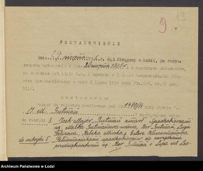 Obraz 15 z jednostki "Icek Majer Gutman- tkalnia"