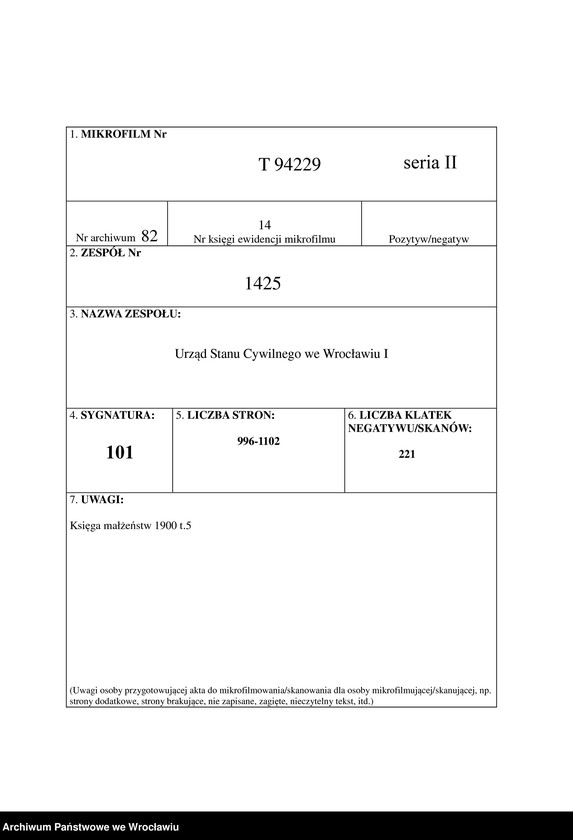 image.from.unit.number "Heiraths-Haupt-Register Breslau I 1900 Band 6"