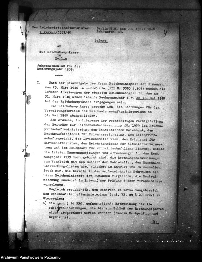 Obraz 8 z jednostki "Jahresabschluss 1940. Reichswirtschaftsverwaltung"