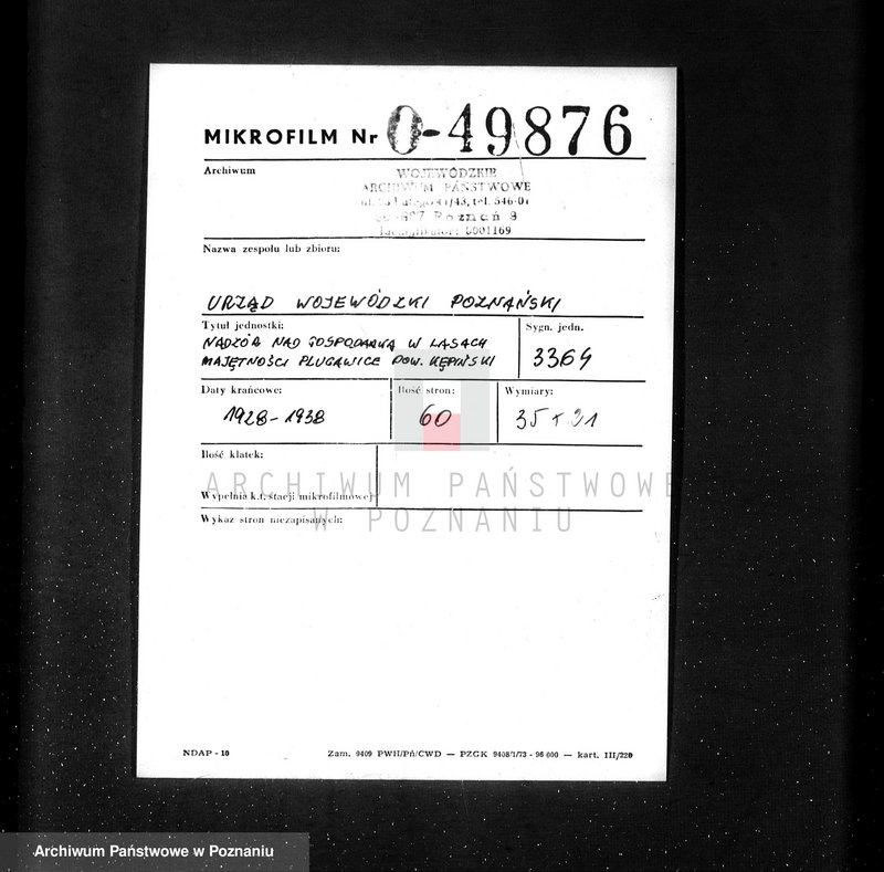 Obraz 2 z jednostki "Nadzór nad gospodarką w lasach majętności Plugawice powiat kępiński"