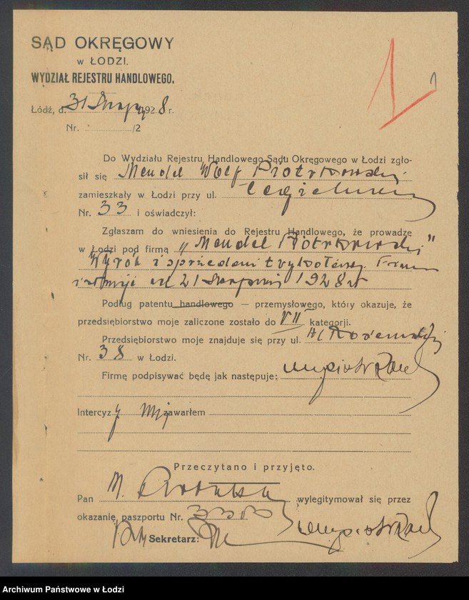 Obraz 3 z jednostki "Mendel Wolf Piotrkowski- wyrób i sprzedaż trykotaży"