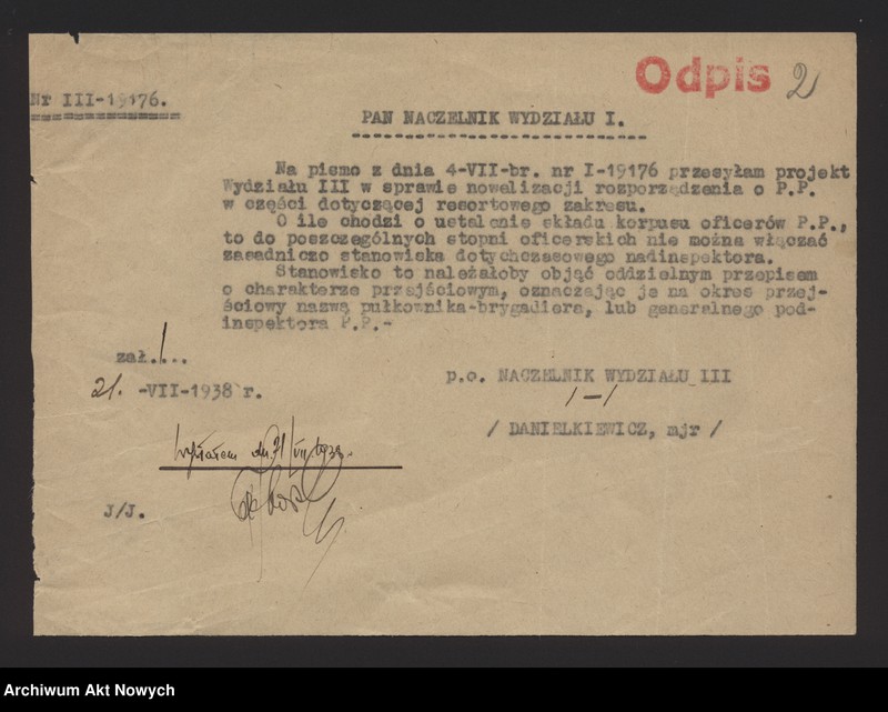 image.from.unit.number "Nowelizacji rozporządzenia Prezydenta Rzeczpospolitej o Policji Państwowej. Projekt dekretu, korespondencja."