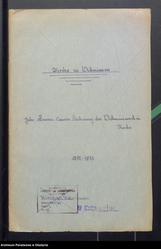 image.from.unit.number "Jahr Armen Cassen Rechnung der Widminnschen Kirche"