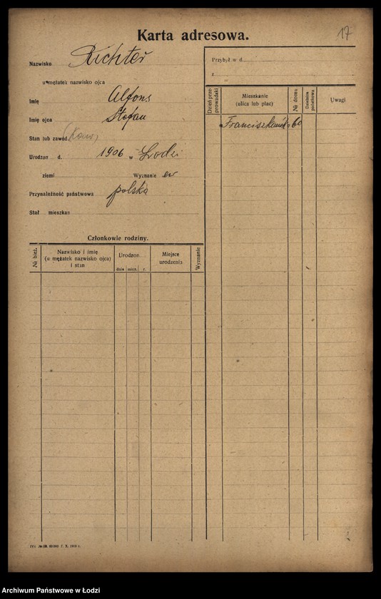 Obraz 19 z jednostki "[Spis ludności Łodzi] Richter"