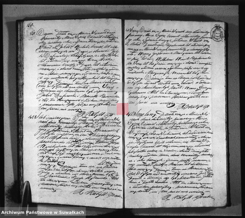 image.from.unit.number "Akta urodzonych, zaślubionych i umarłych parafii sejneńskiej z roku 1841"